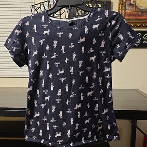 Hering Black & White Graphic T-Shirt Mexican Inspired Womens Size Medium